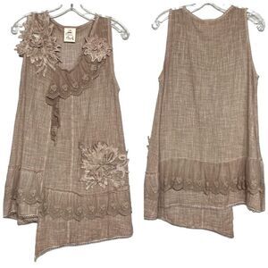 Pretty Angel Tan Sleeveless Asymmetrical Tunic
